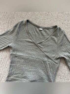 Sinoon Pointelle V-Neck Long Sleeve